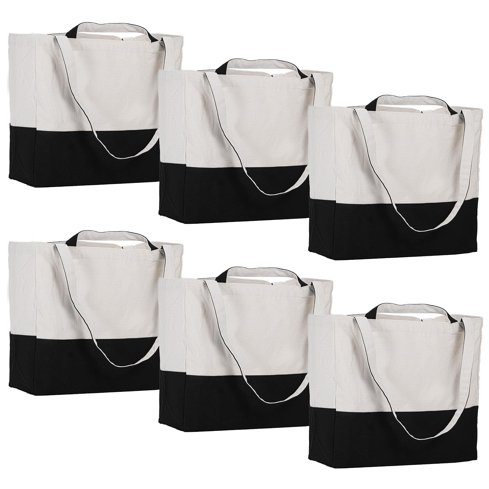 Canvas Tote Bag Reusable Grocery Bags with Long Shoulder Strap and Short Hand…