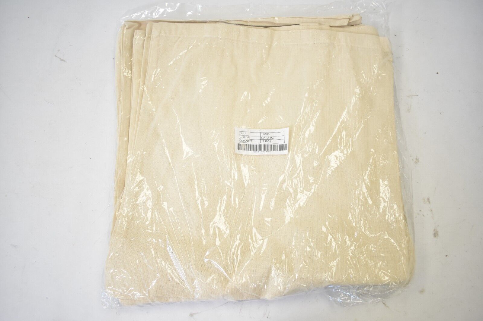 TBF Natural Cotton Canvas Basic Tote Bags 12 Pack 6oz Bags 15″ x 16″ TB100