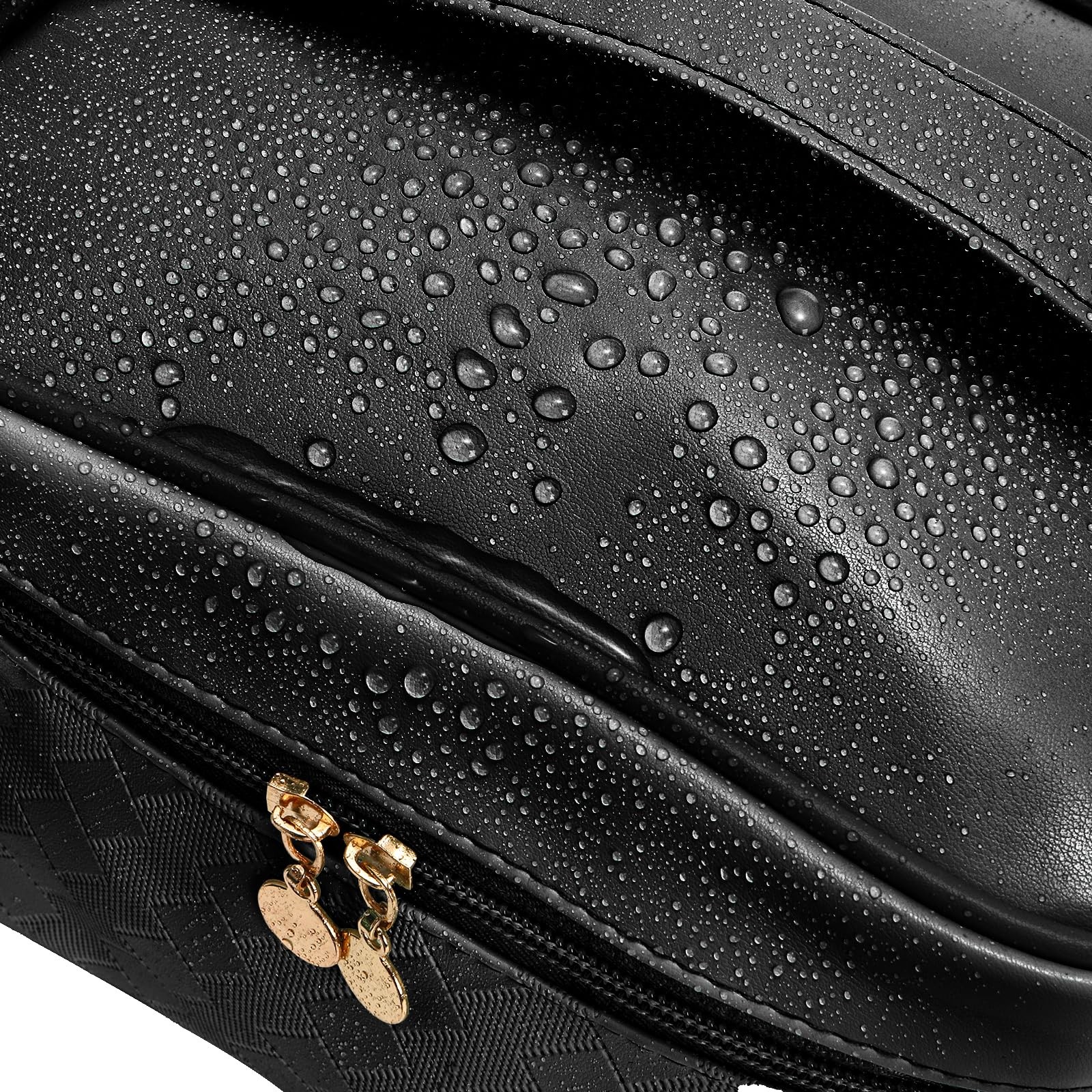 Hedume Set of 4 Makeup Bags, Black Leather Portable Travel Cosmetic