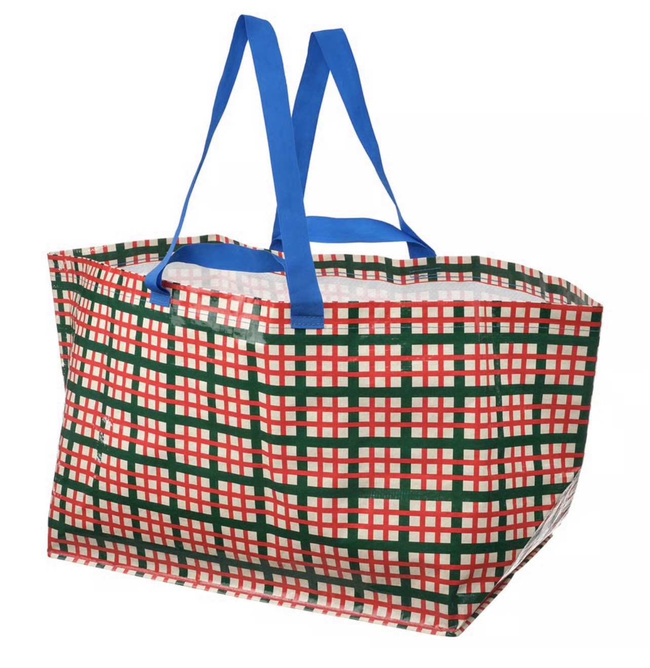 Ikea VINTERFINT Shopping bag Christmas large, check pattern multicolor NEW
