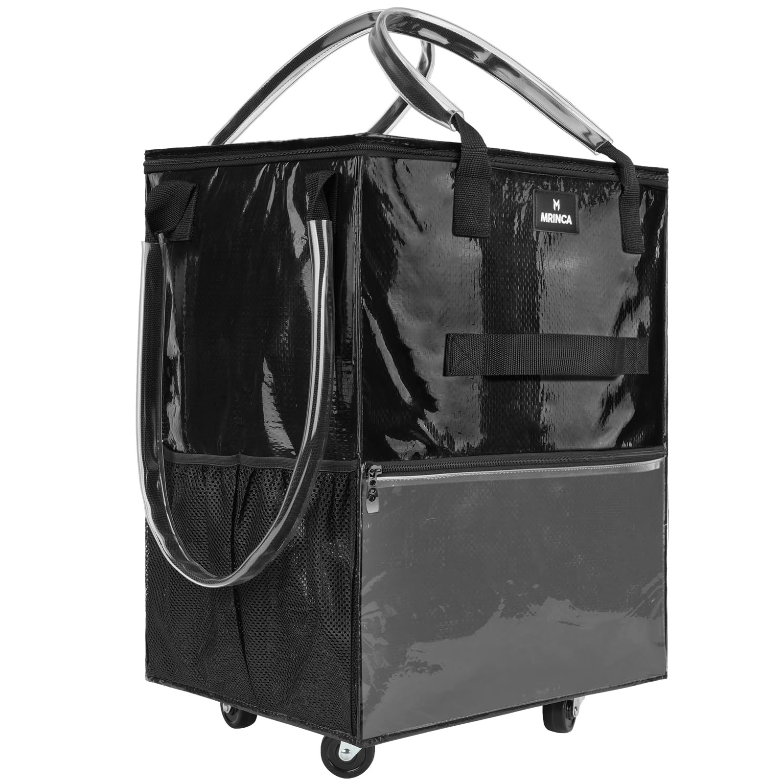 Reusable Grocery Bag On Wheels, 70L Foldable Shopping Rolling Tote Bag with 6…
