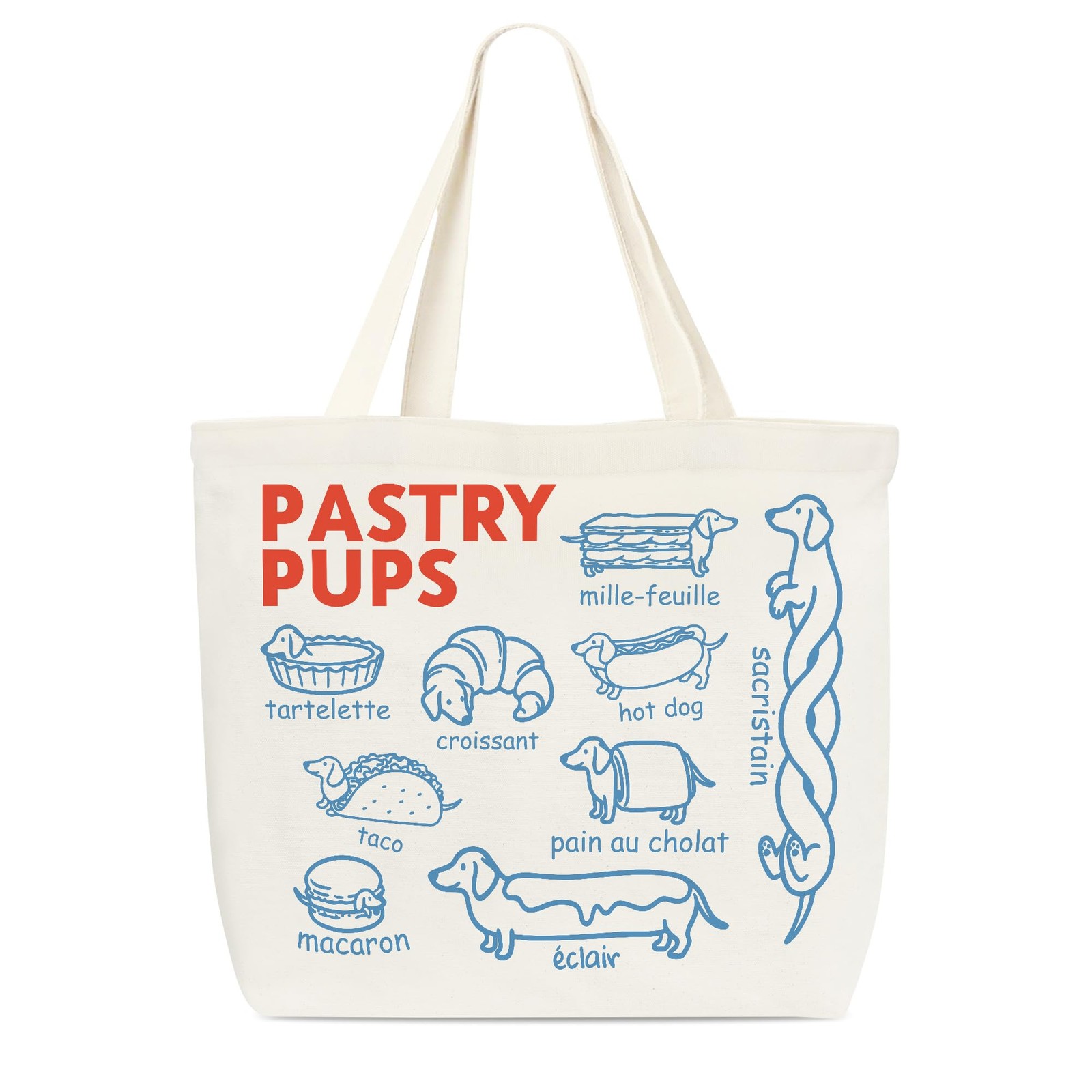 Dachshund Canvas Tote Bag, Weenie Dog Gifts, Pastry Baking Themed Dachshund G…