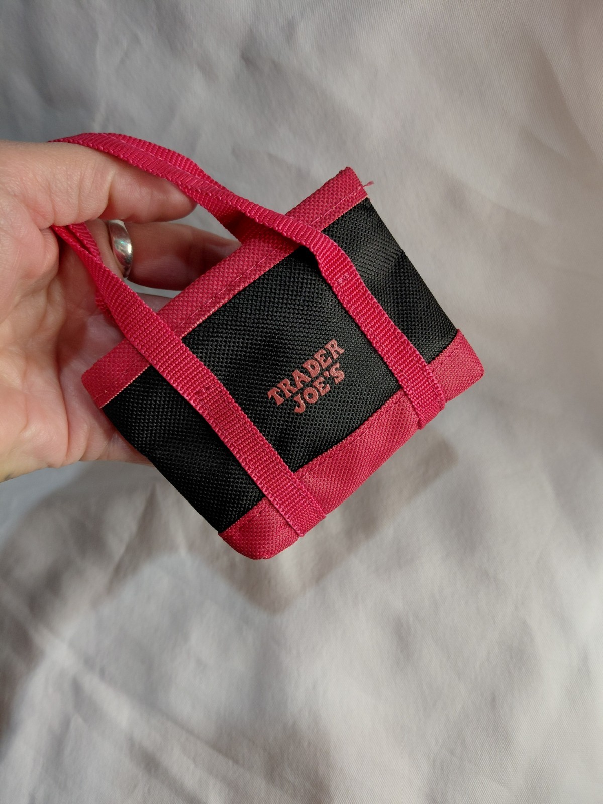Trader Joe’s Red Micro Tote / Coin Bag Mini Can Be A Keychain
