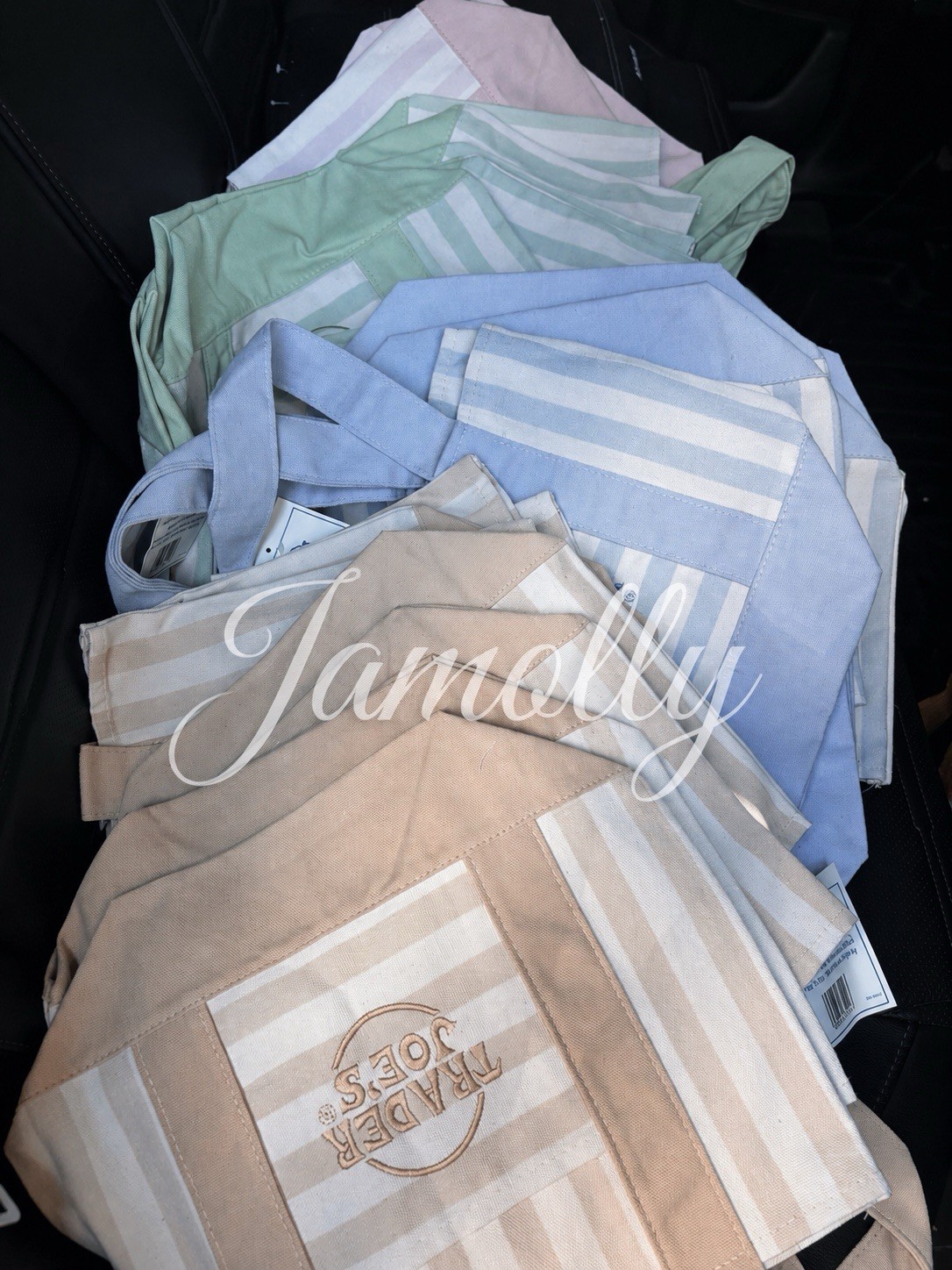Trader Joe’s Striped Mini Canvas Tote Bags Multicolor Reusable 4-Pack