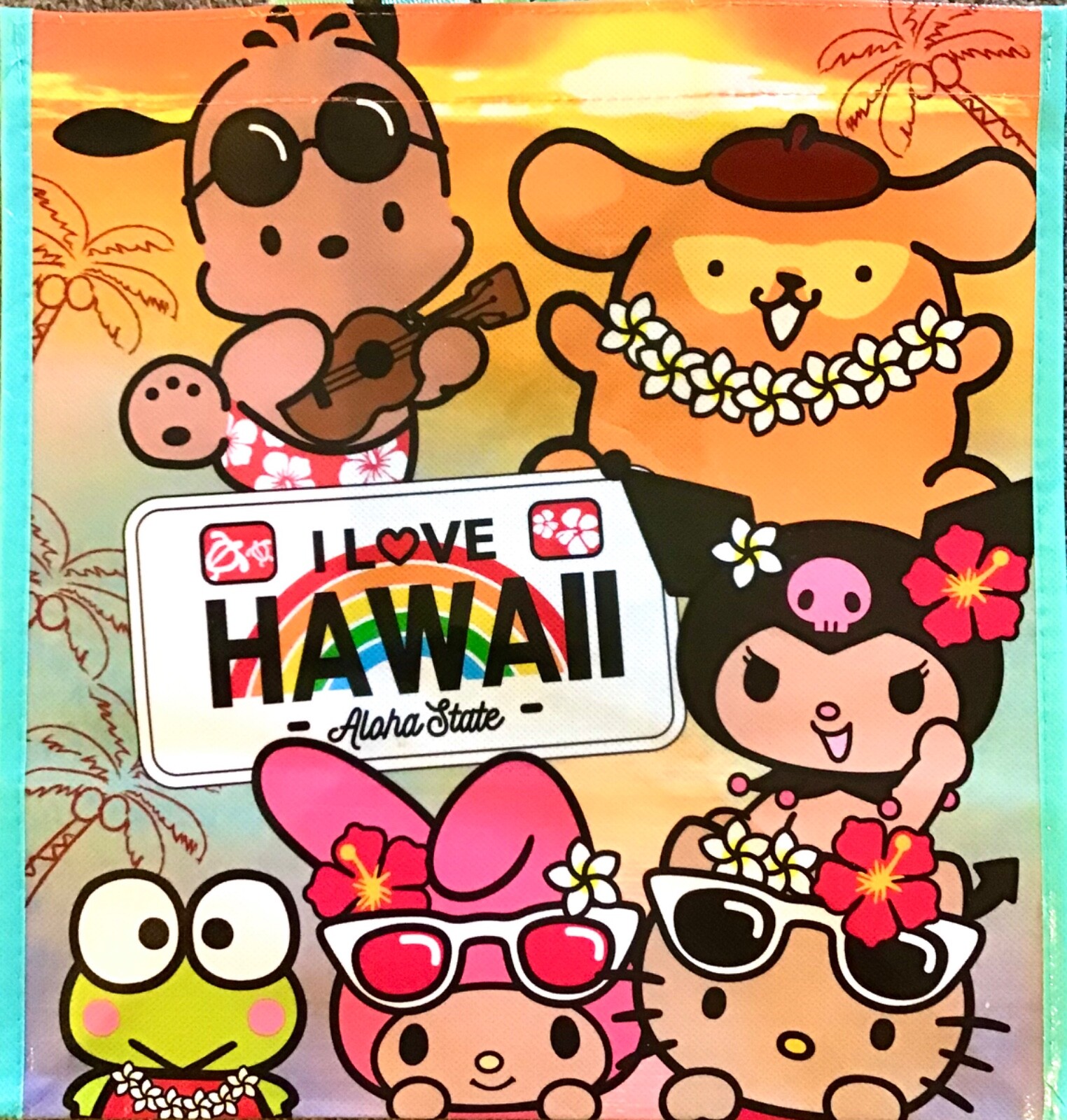 HAWAIIAN SANRIO I LOVE HAWAII HAWAII REUSABLE SHOPPING BAG BEACH BAG / TOTE