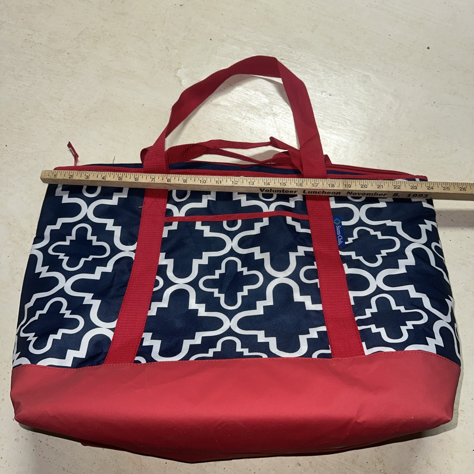 Sams Club Member’s Mark Cooler Tote Insulated Shopping Bag Red Blue Reusable Geo