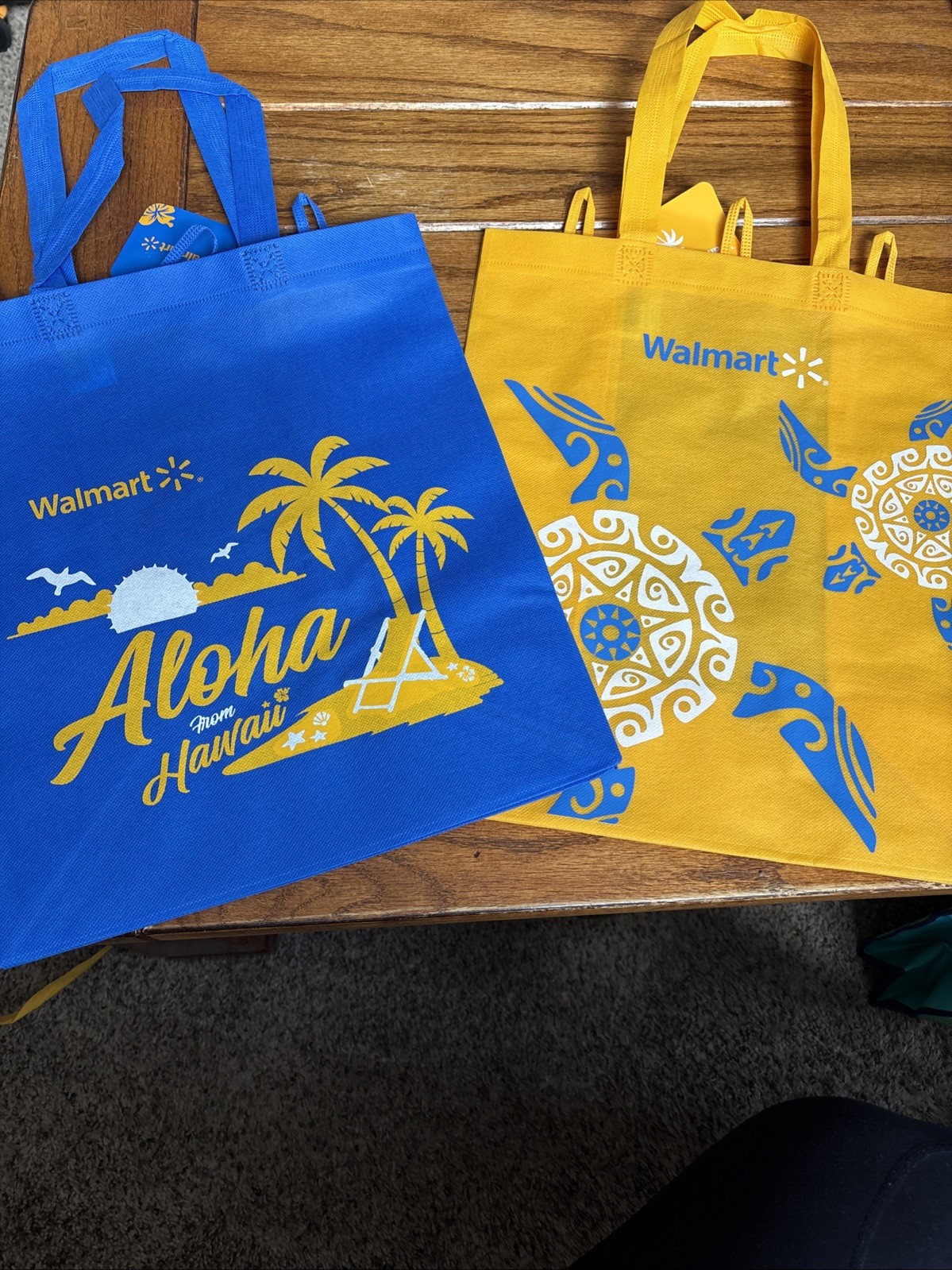 Set Of Two Walmart Reusable Bags From Hawaii – Aloha And Turtles – New w/Tags