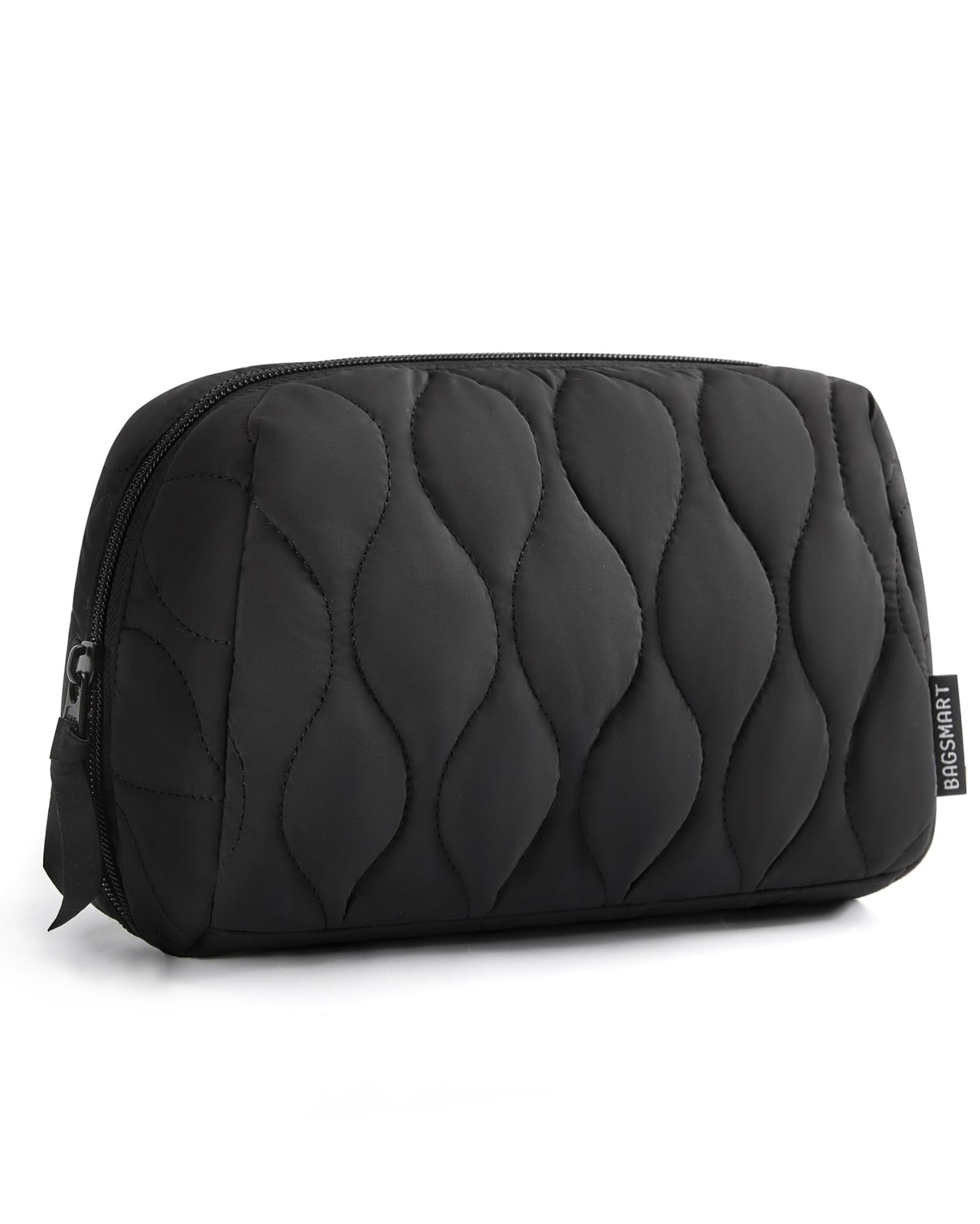 BAGSMART Makeup Bag, Travel Cosmetic Puffy Padded Make Up Bag B-Black