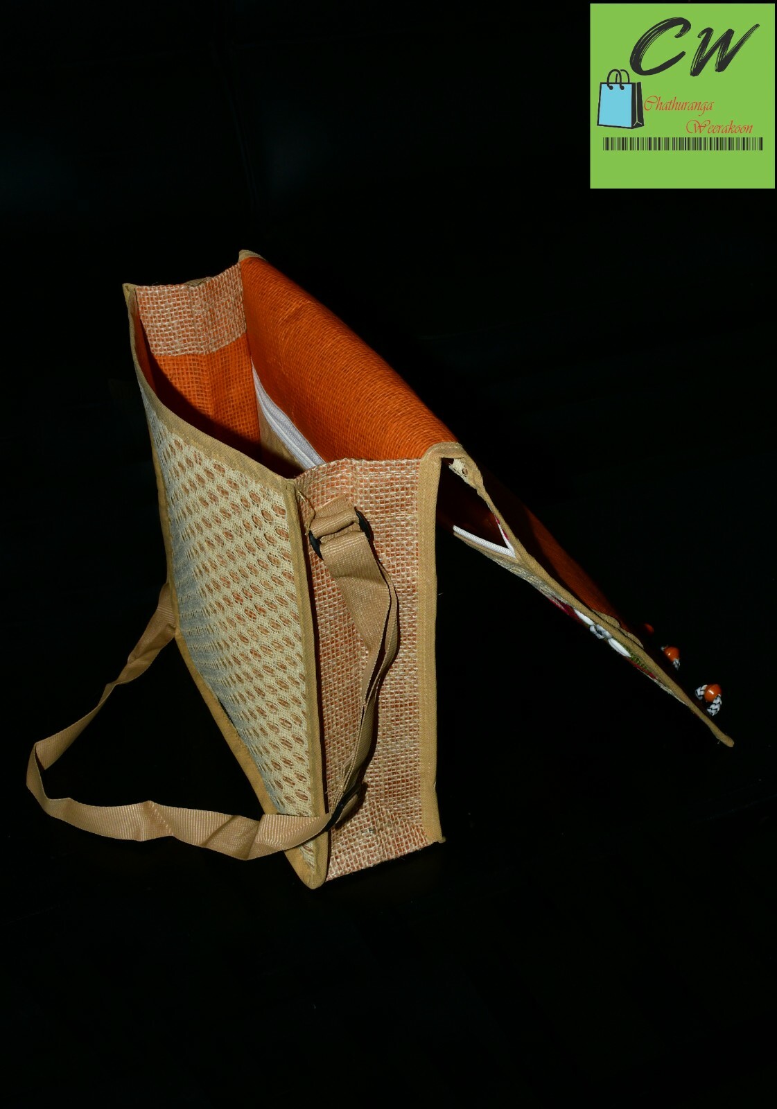 JUTE REUSABLE SIDE BAG TRADITIONAL SRI LANKAN ECO FRIENDLY HANDMADE 100%