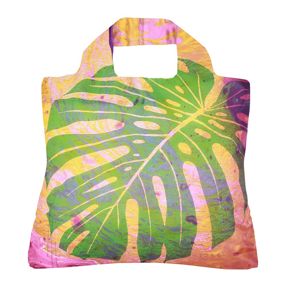 Reusable Grocery Bags- Eco-Friendly Travel Tote Set of 5 Havana Monstera