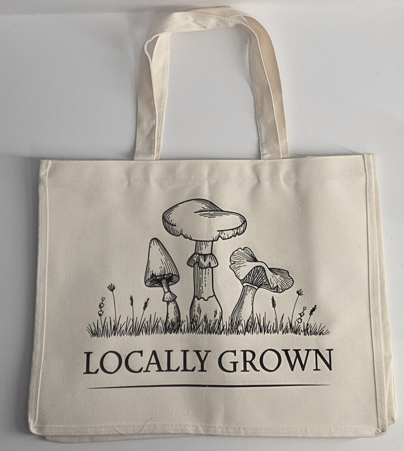 NWOT Locally Grown Mushroom Canvas Tote Bag 14×18” Crunchy Cottagecore Foraging