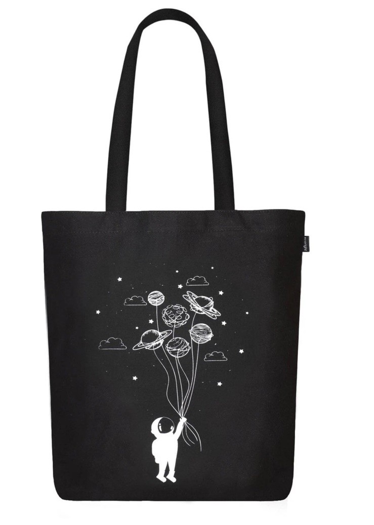 Ecoright Canvas Tote Bag for Women “FLY ME TO SPACE” Yoga, Work, School, Shop