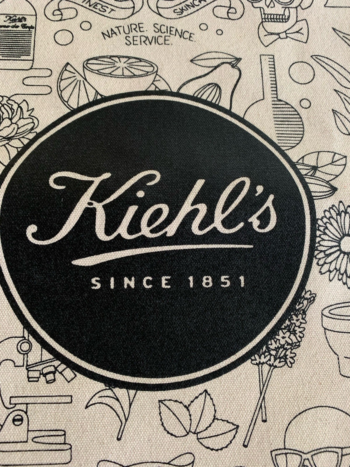 Kiehl’s Apothecary Canvas Tote Bag Nature Science Service Rare Sturdy Collect