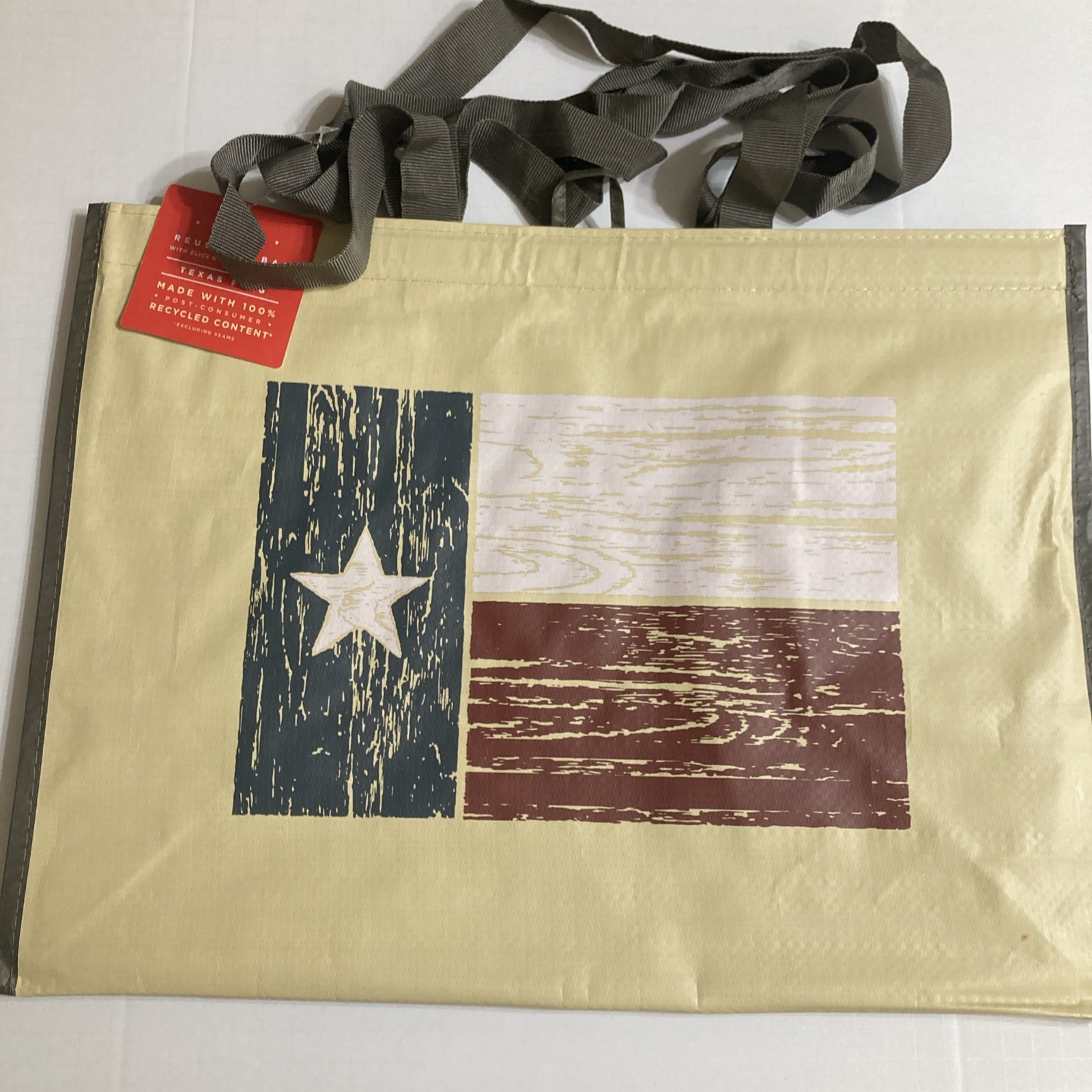 HEB Texas Tote Bag Flag Click and Stay Red White Blue New
