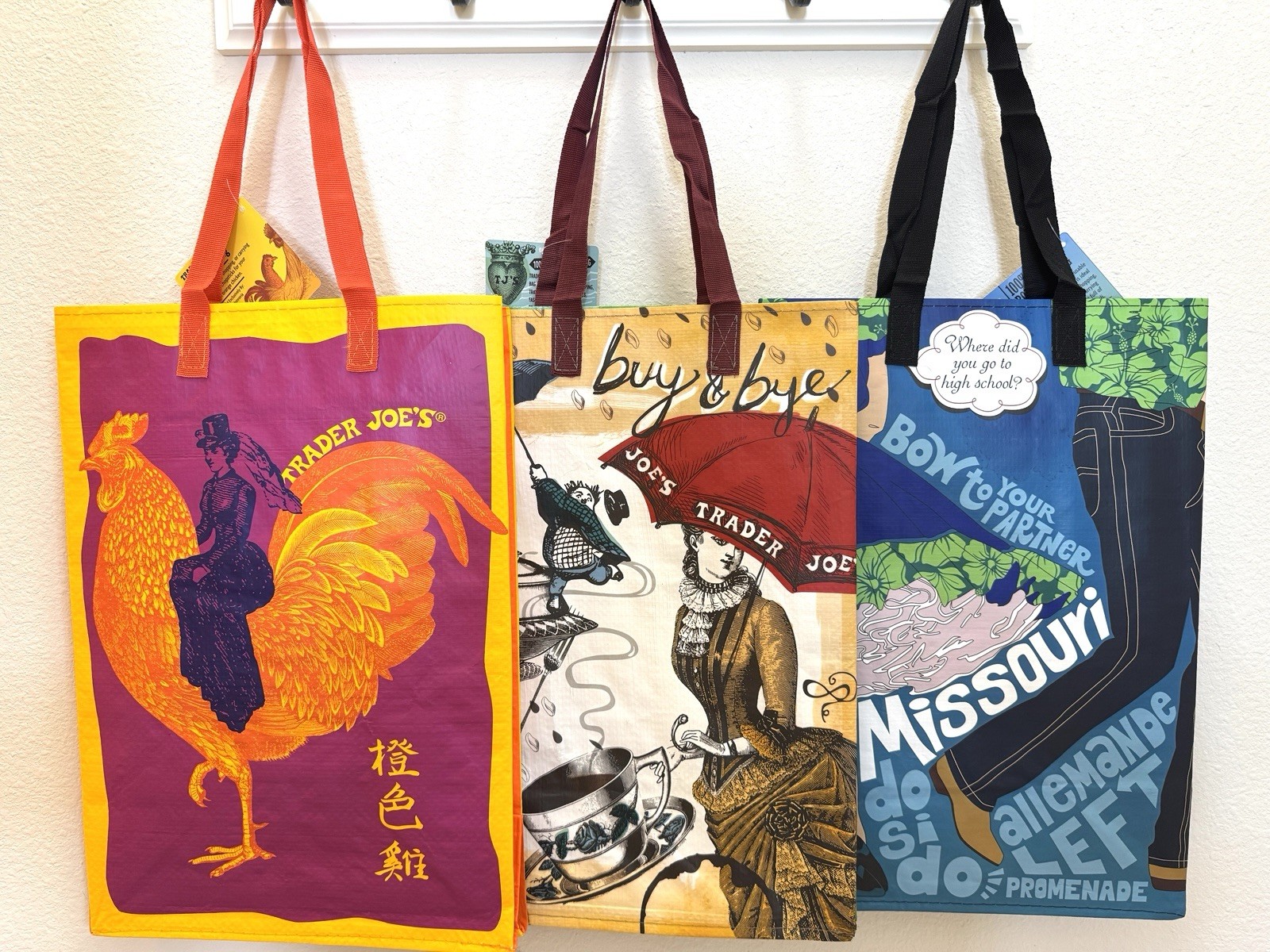 Trader Joe’s 2025 Reusable Bags (3) – Orange Chicken, Missouri, & Washington