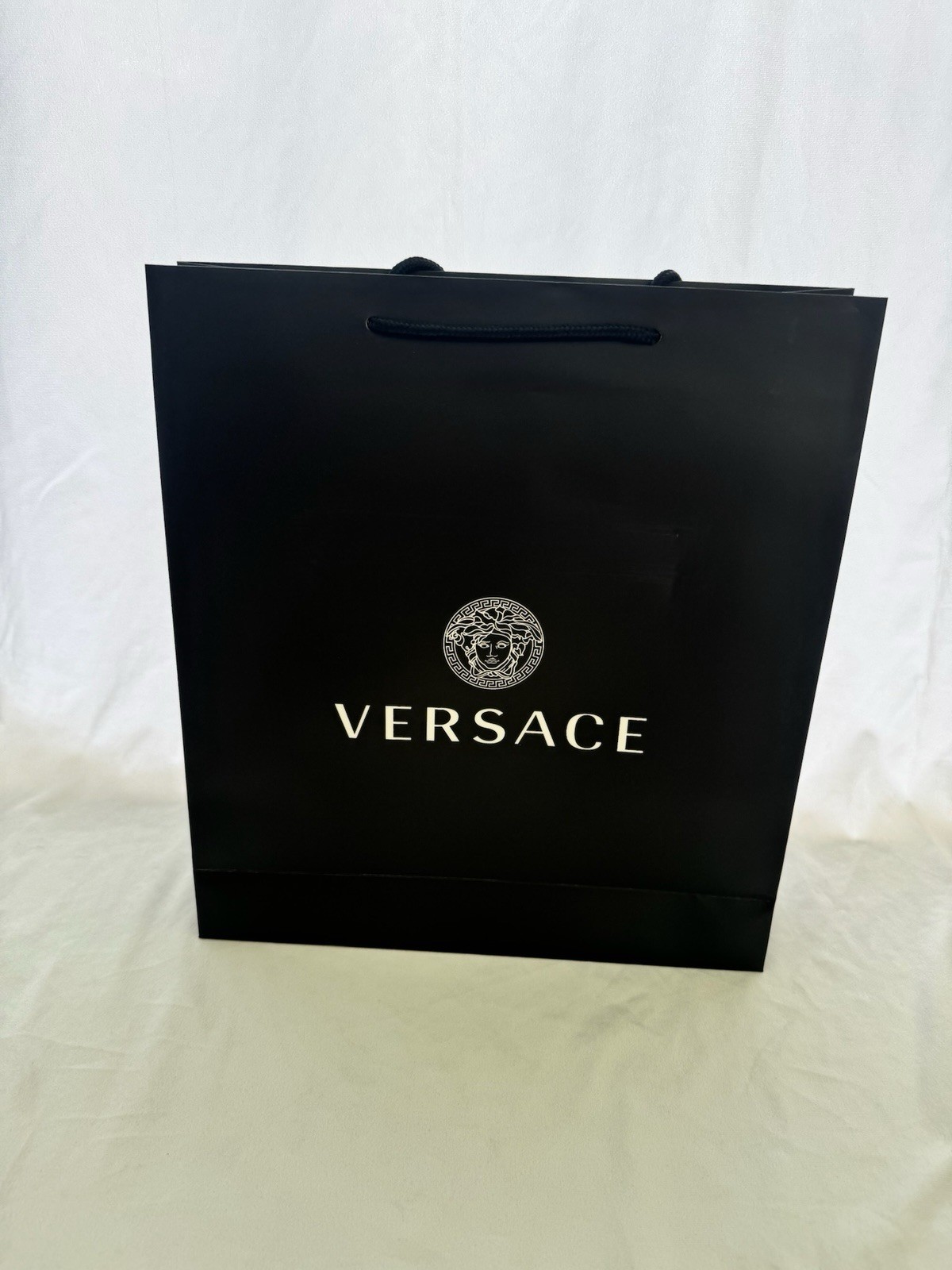Versace Reusable Paper Shopping Bag Black 15.5″ x 14″ x 4″