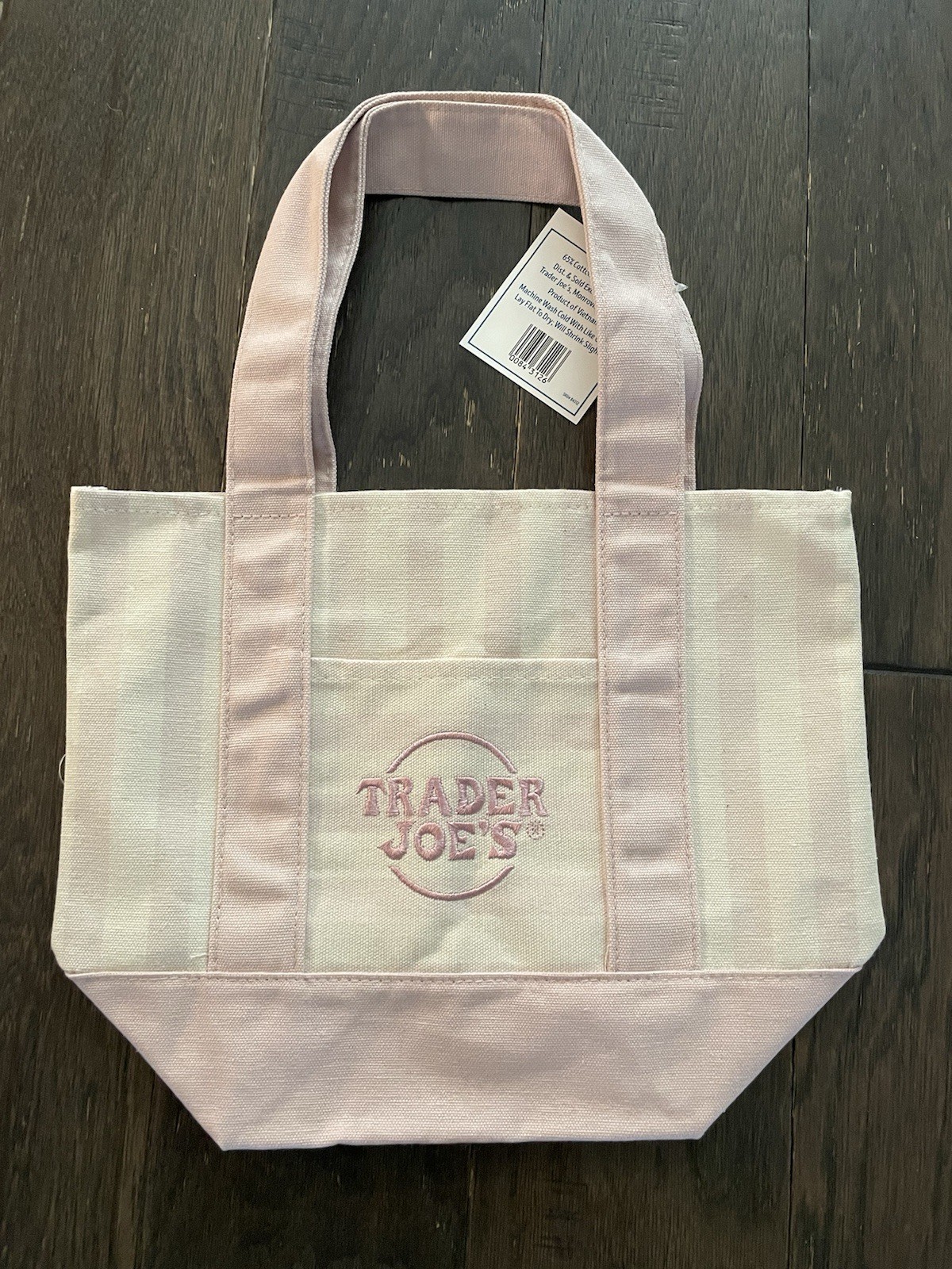 Trader Joe’s Striped Mini Canvas Tote Bag Petal Pink Summer 2026 Limited Release