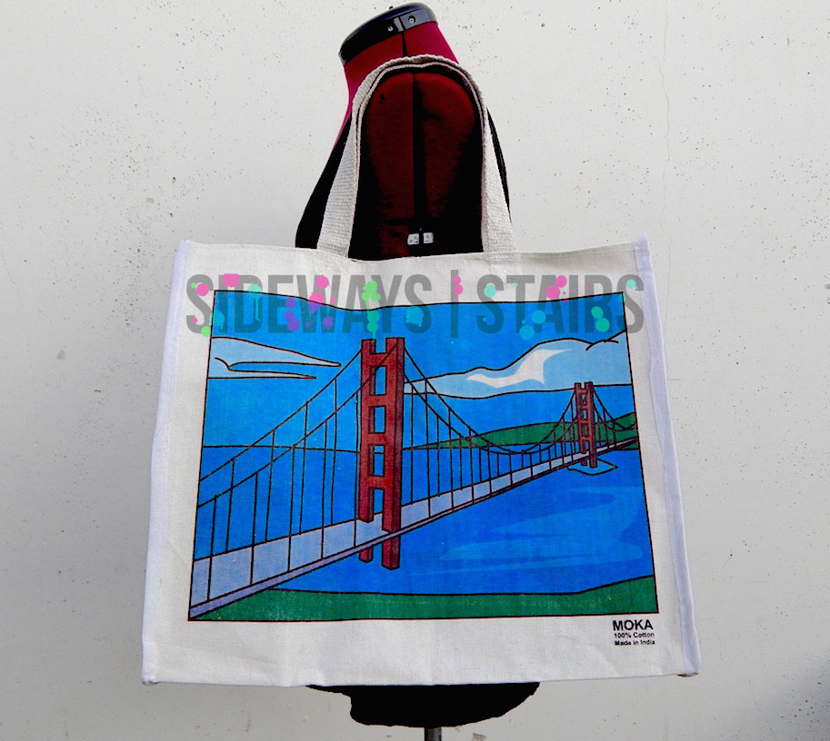GOLDEN GATE BRIDGE CANVAS TOTE 17.5″ San Francisco reusable shopping bag cute