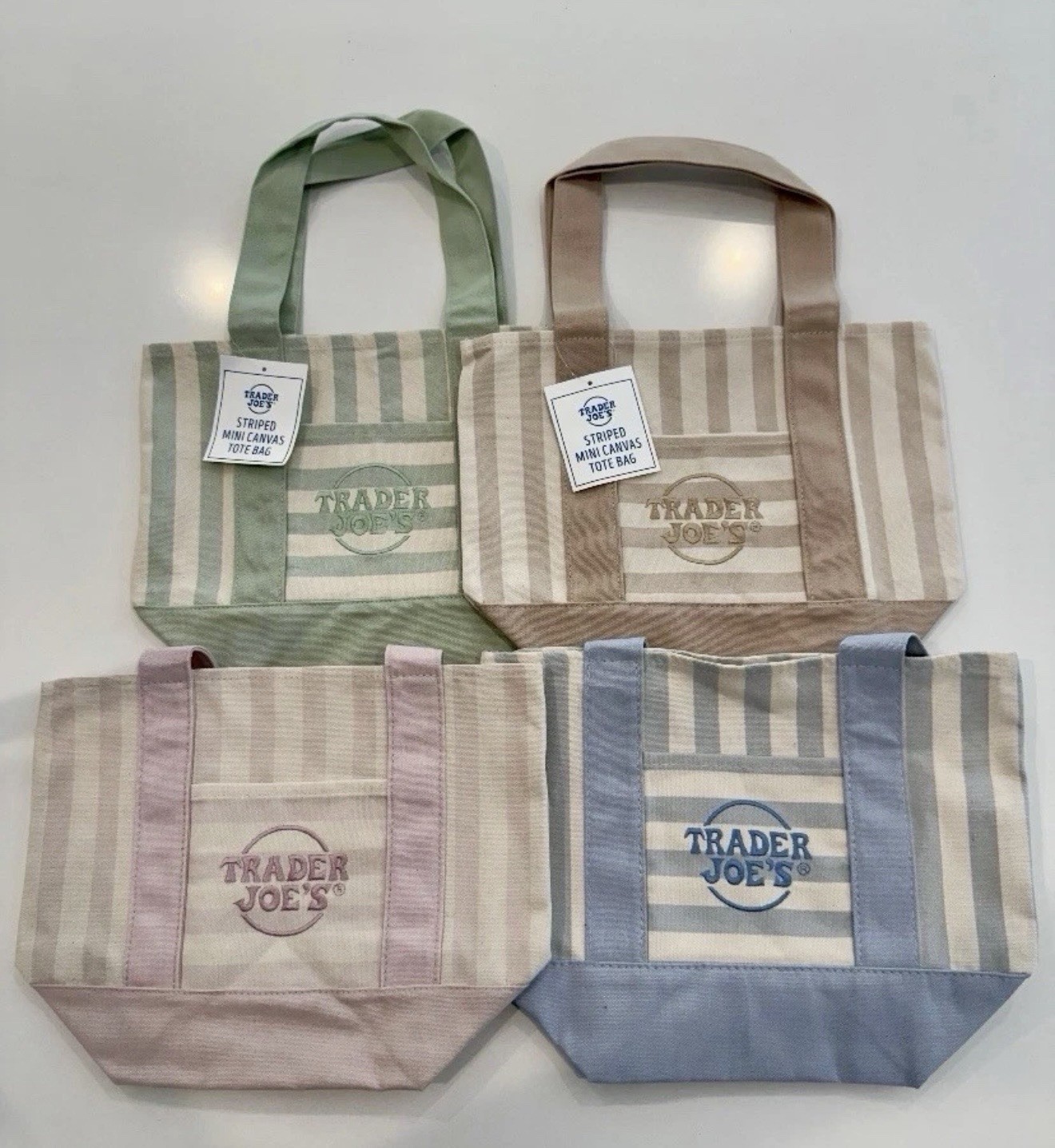 Trader Joe’s Striped Canvas Mini Tote Set of 4 Summer 2026 6/17 NWT