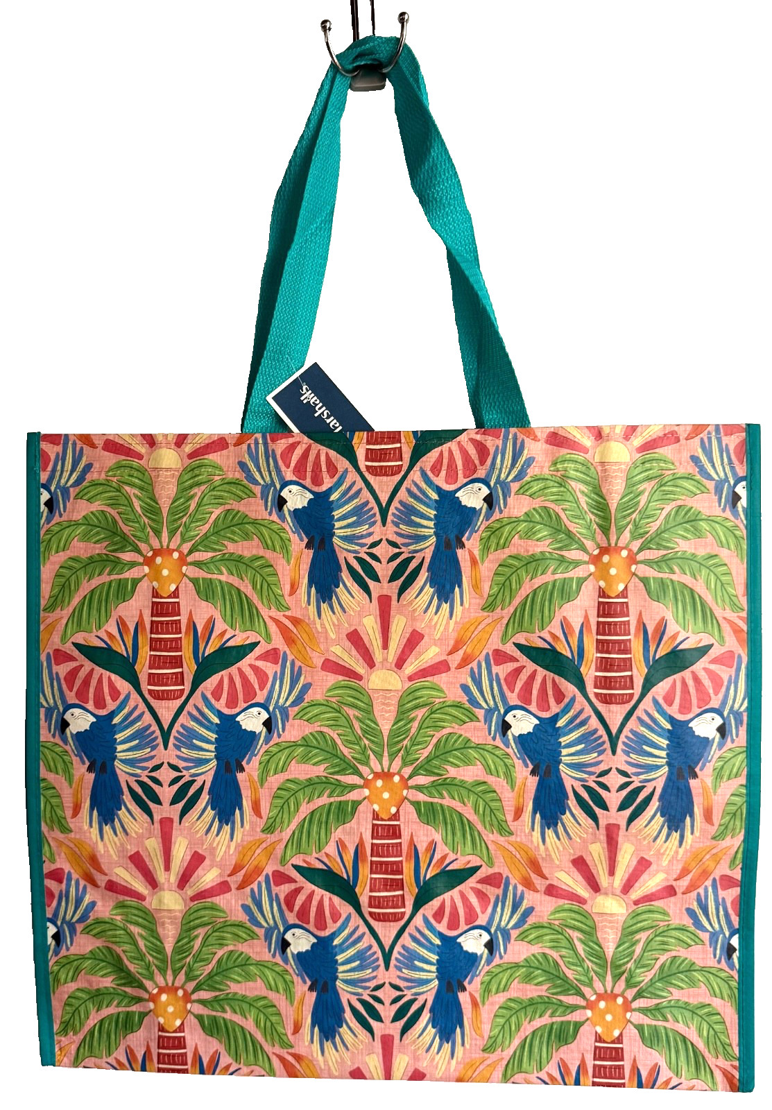 MARSHALLS REUSABLE LARGE TOTE SHOPPING BAG 20″ X 18″ TROPICAL PARROT PALM TREE