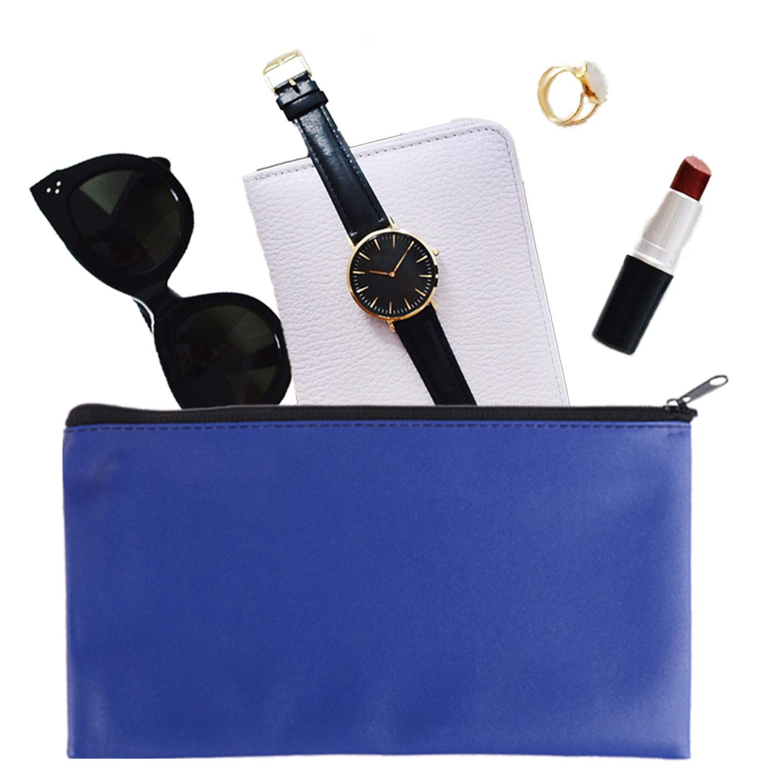 Tongnian Bank Bag Money Pouch Leatherette Security Deposit Bags Small, Blue