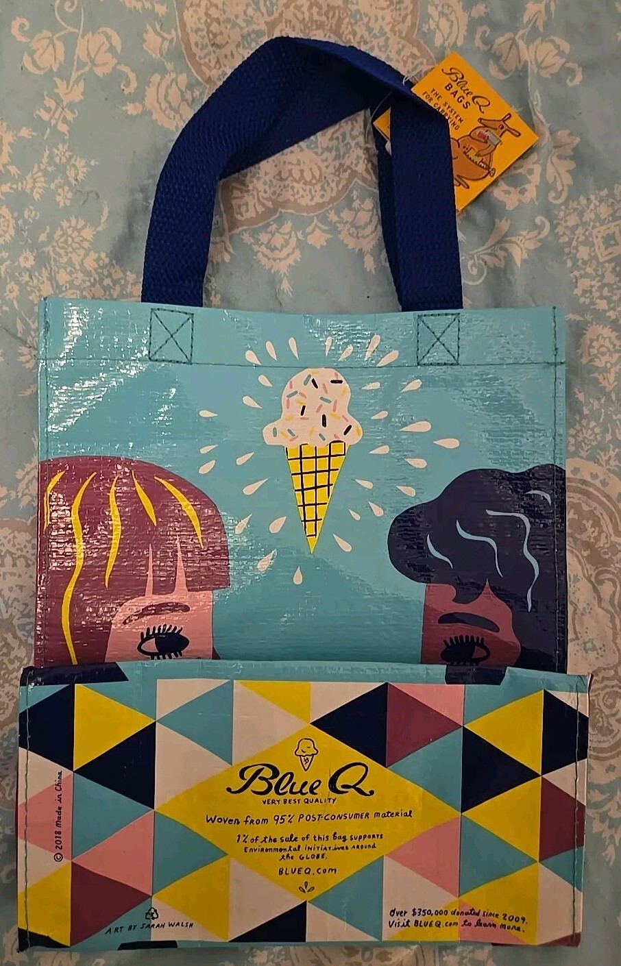 Blue Q HANDY TOTE 95% Post Consumer Materials Cool Reusable Green Lunch Gift Bag