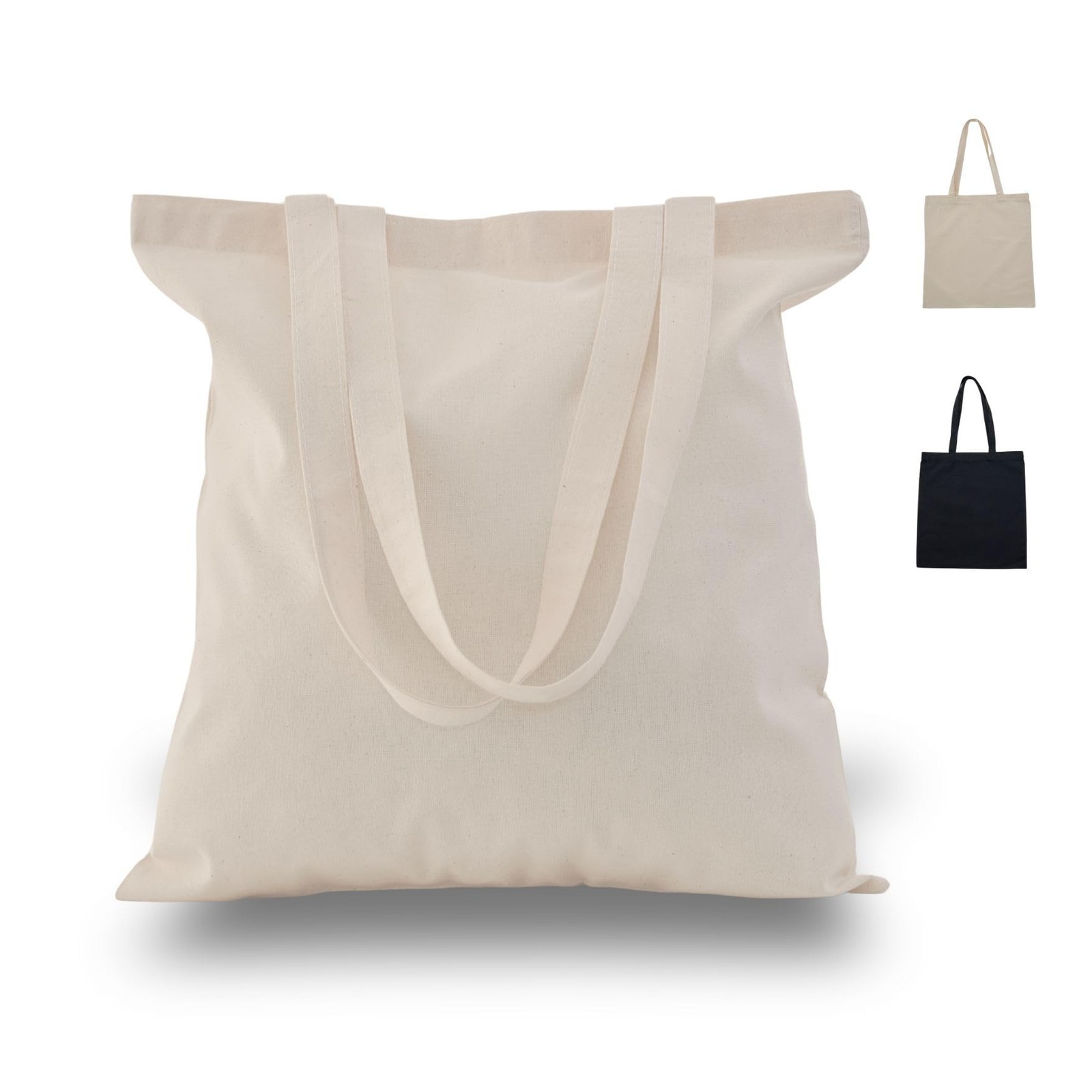 6 Pack Natural Canvas Cotton Tote Bags 15×16 – Heavy-Duty Reusable Canvas Tot…