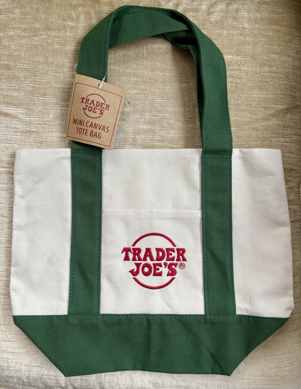 Trader Joe’s Mini Canvas Tote Bag – Set Of 4 Red Blue Green Yellow NEW WITH TAGS