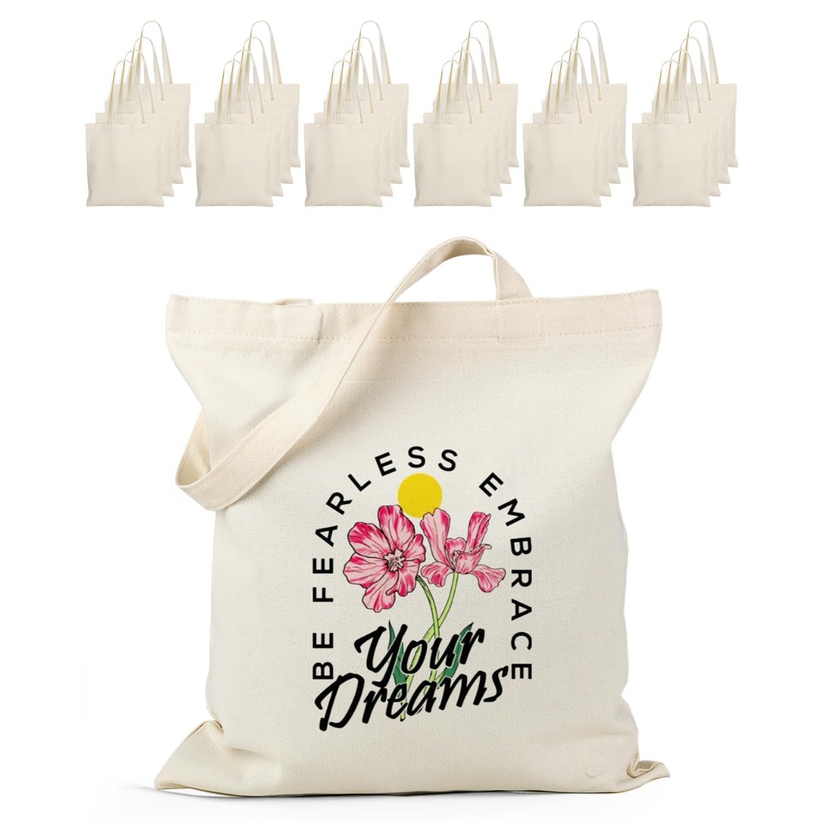 24 Pack Large Canvas Tote Bag Bulk, 14.5×16.3 Inches Blank Tote Bags for DIY Pro