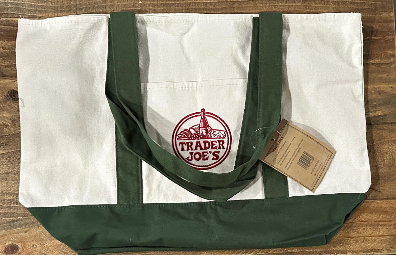 Trader Joe’s Canvas Tote Shopping Bag – LARGE GREEN – NEW with TAGS