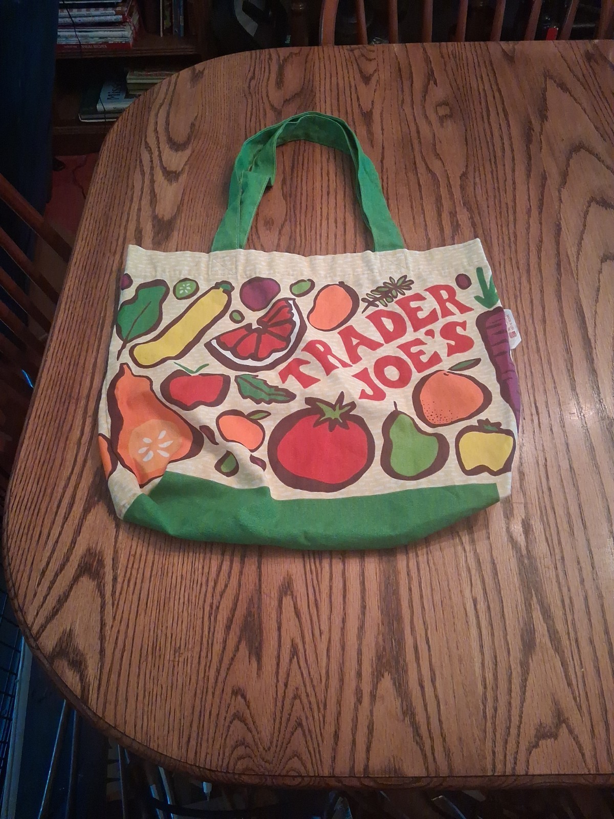 Trader Joes Iconic Canvas Market Tote Fresh Produce Bag Fruits Veggies Reusable