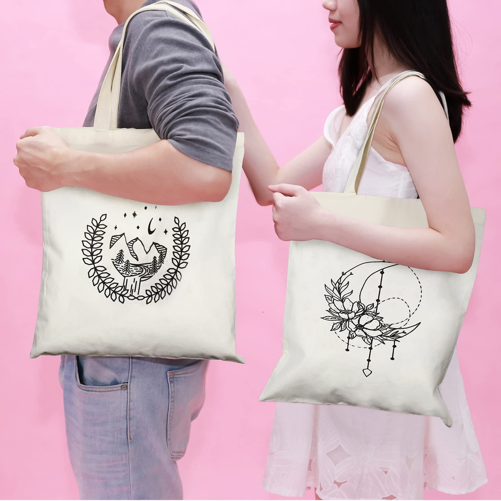 4 Pcs Canvas Tote Bag for Canvas Shopping Totes Aesthetic Reusable Grocery Ba…