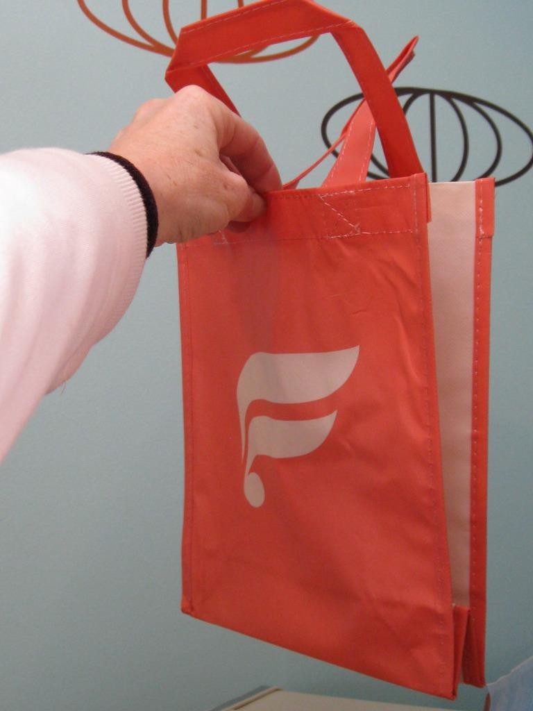 2021 FABLETICS Store 8.5″ heavy PEACH SHOPPING BAG Reusable 100% Recycled Tote