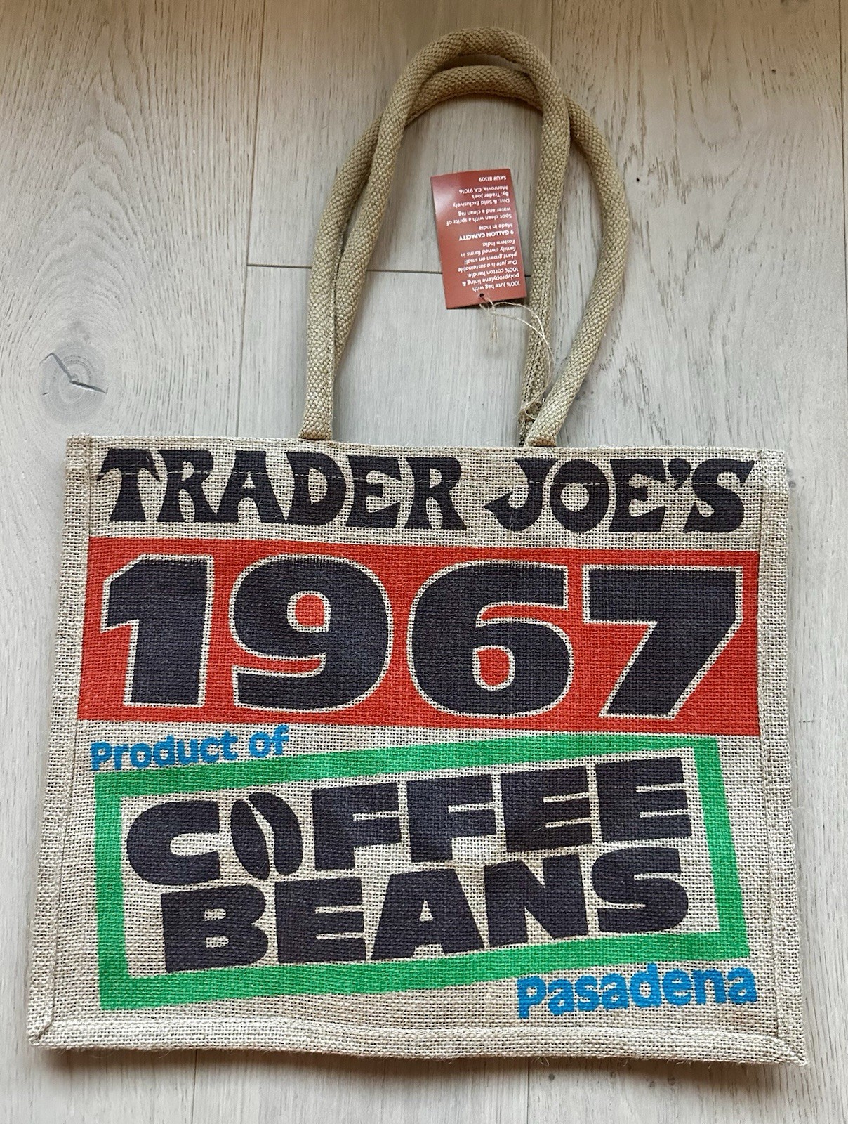 Trader Joe NWT 2 JUTE BURLAP REUSABLE 💚 9 GAL TOTE BAGS Citrus 🍋 &/or Veggies