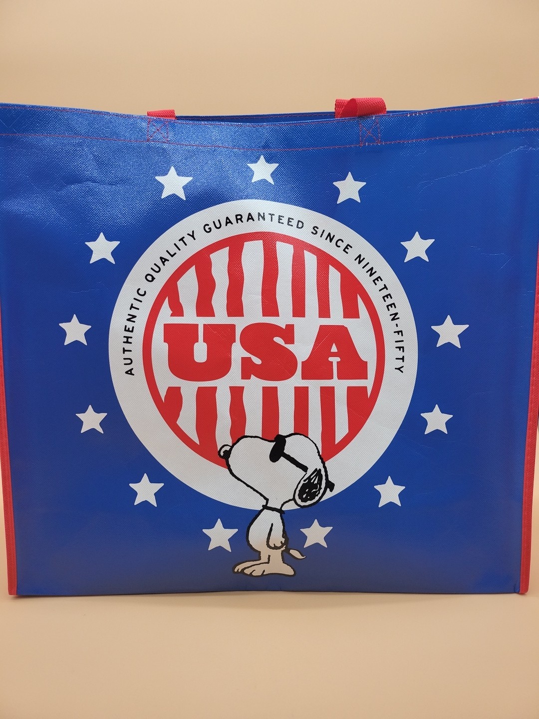Peanuts Snoopy USA Reusable Shopping Bag Grocery Travel Bag 19.5″x17.5″x7.25″