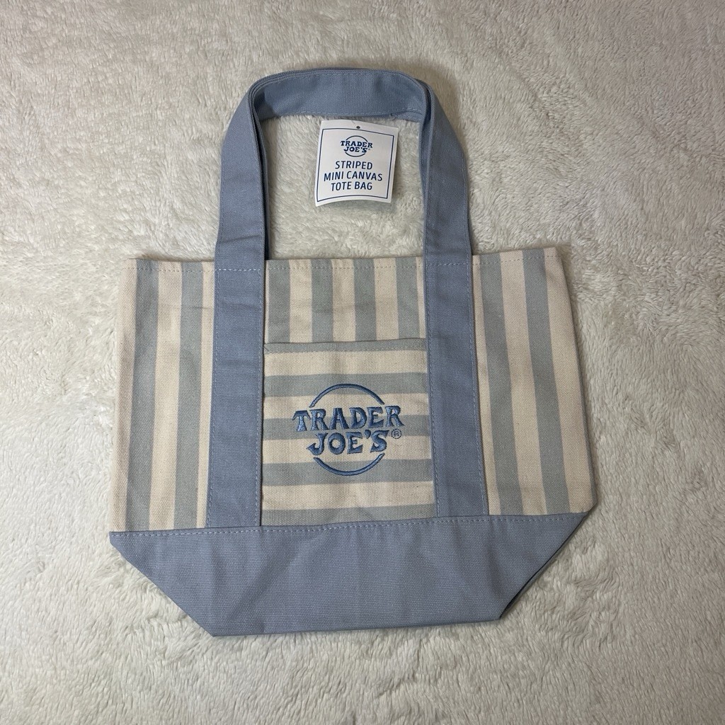 Trader Joe’s Striped Mini Canvas Reusable Tote Bags 4-Pack Multicolor