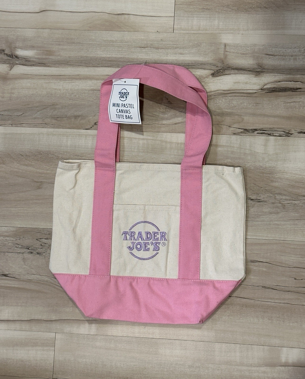 Trader Joe’s Viral Pastel Mini Canvas Tote Bag 2026 Limited Edition NWT Pink