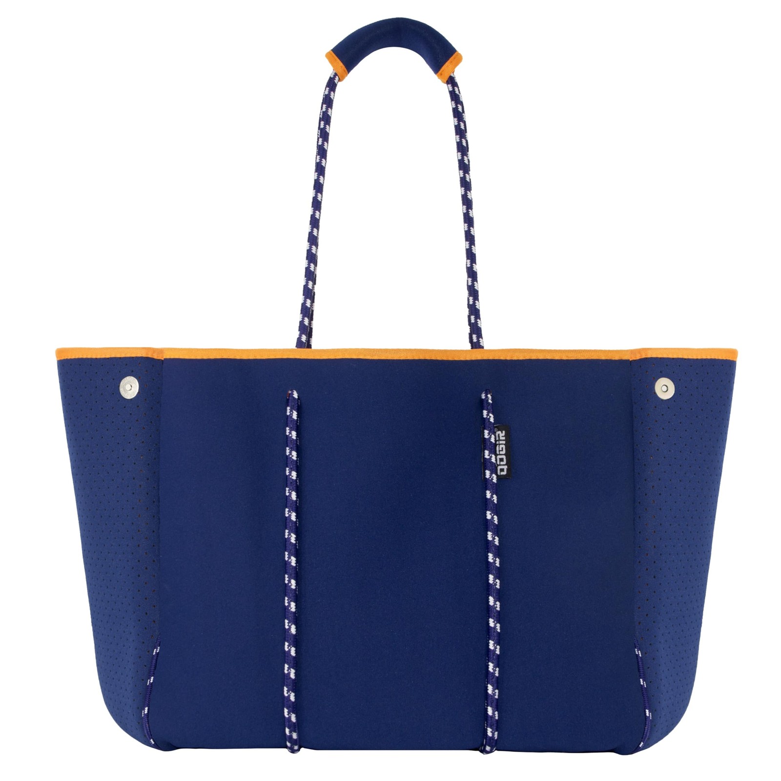 Neoprene Multipurpose Beach Bag Tote with Inner Zipper Pocket (Dark Blue, Large)