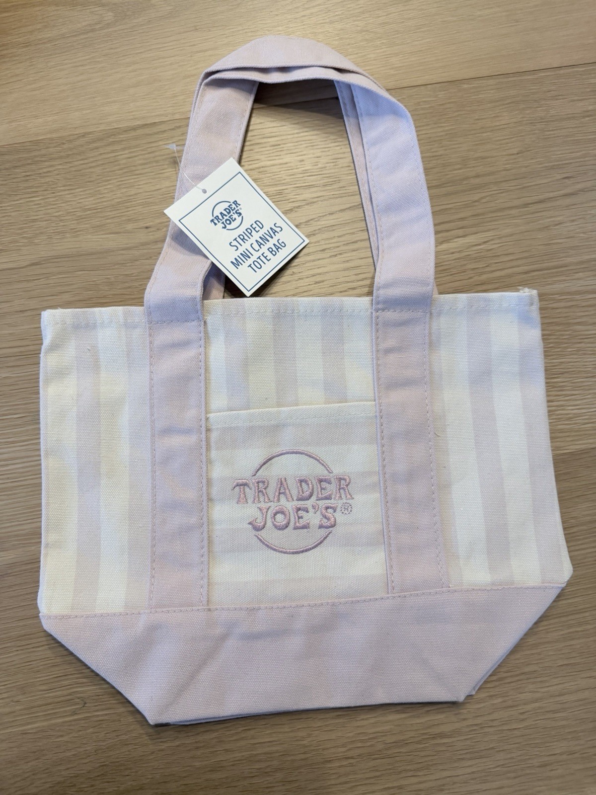Viral Brand New Trader Joe’s Striped Mini Canvas Tote Bags All 4 Colors W/ Tags