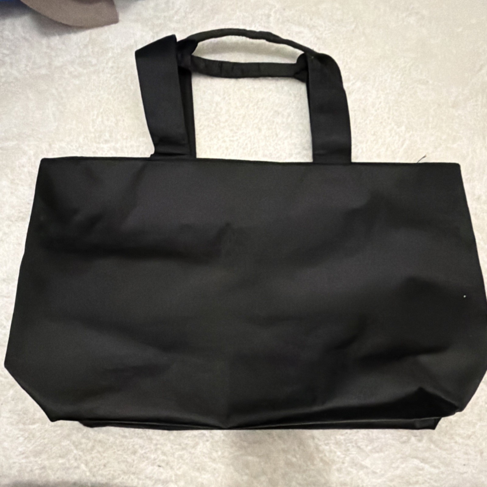 Reusable Black Tote Shopping Bag, Rhinestone-Style VS Logo, Double Handles