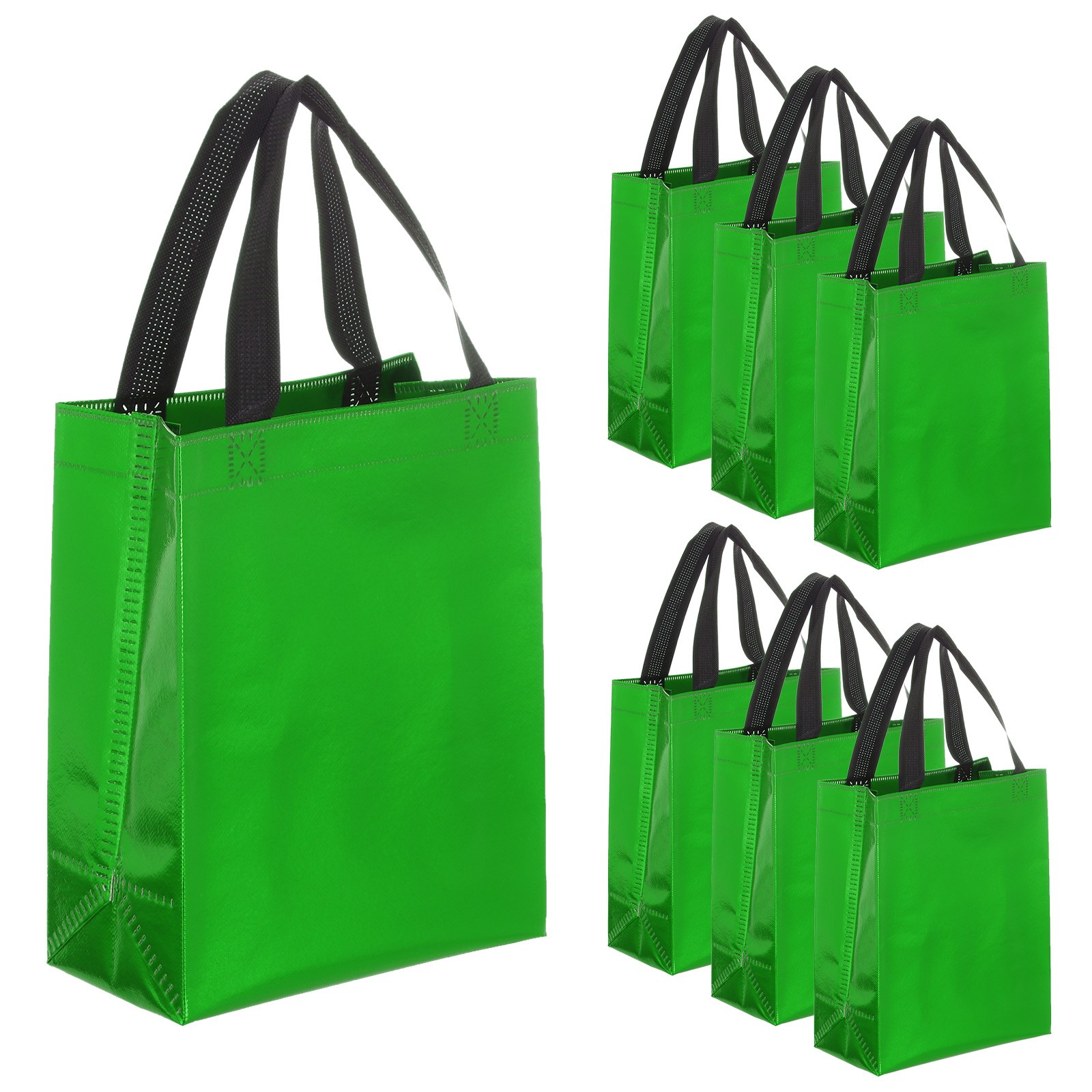 15Pcs Laser Gift Bags with Handles Bulk, Glossy Finish Gift Bags Deep Green