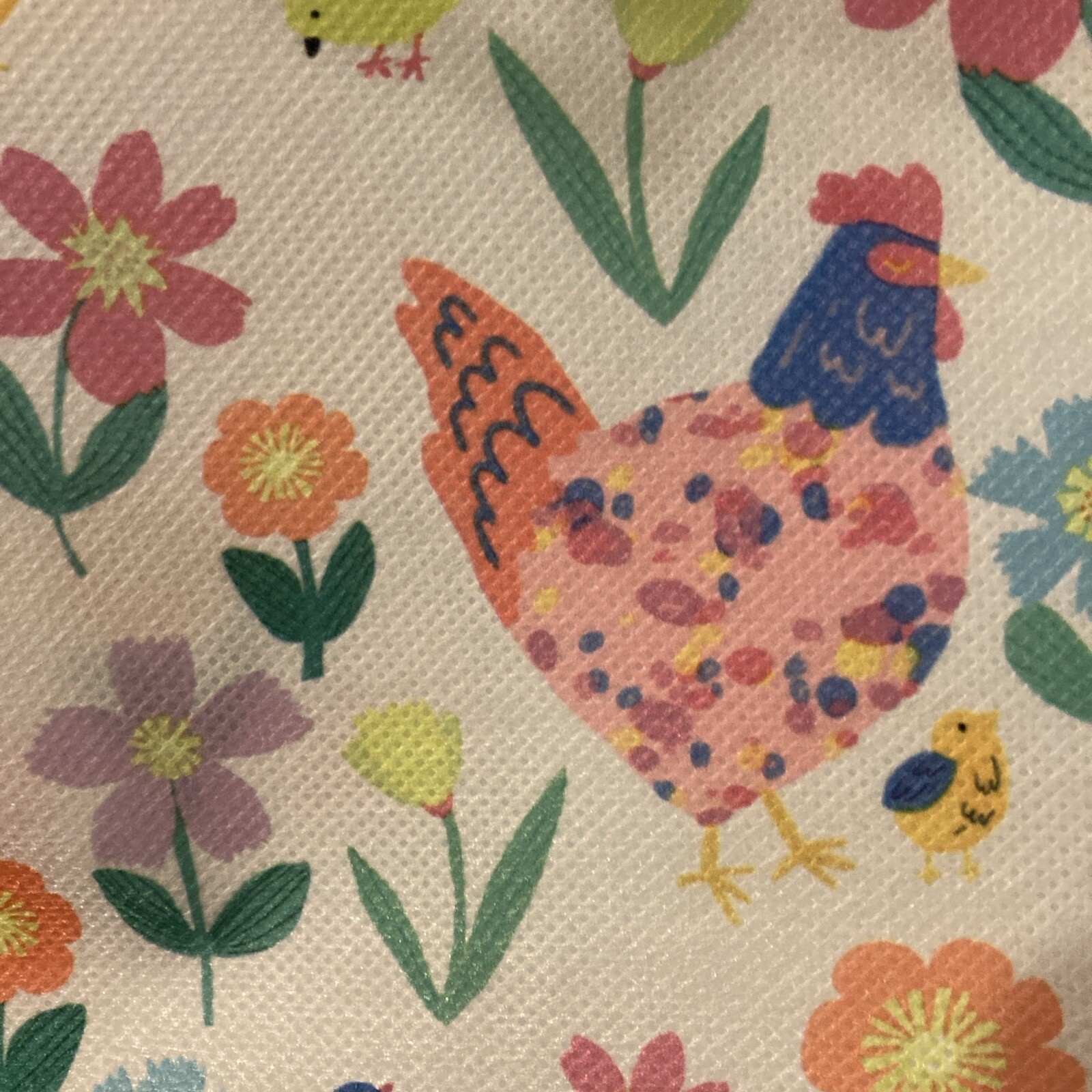 Tesco Chicken Flower Tote Bag Hen Rooster Chick White Pink Tulip Dot 2023 New