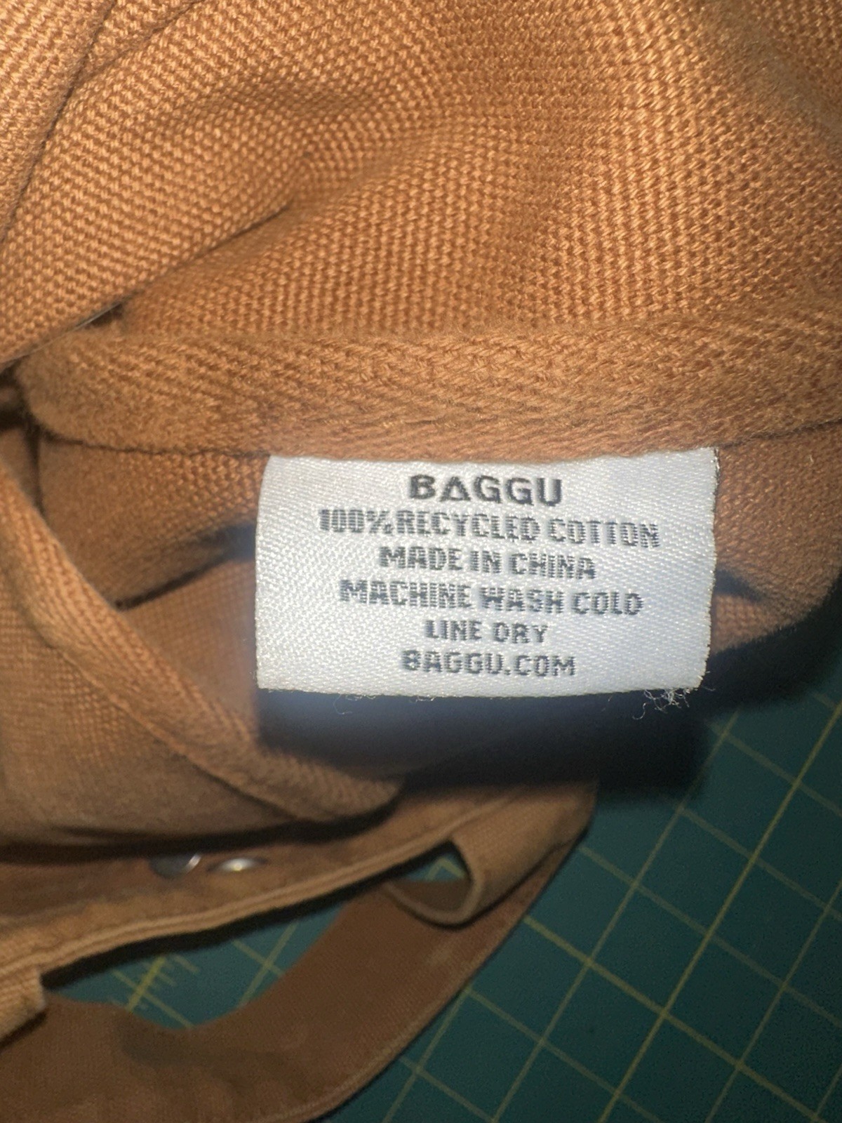 BAGGU Brown Reusable Shopping Bag 100% Recycled Cotton Adjustable Strap