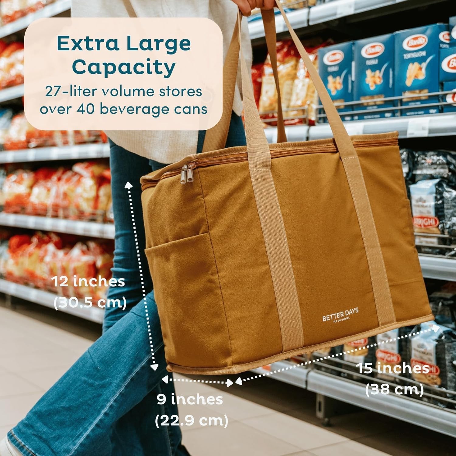 Reusable Insulated Grocery Bag – Leak Proof, X Large Cooler Bag – Insulated S…