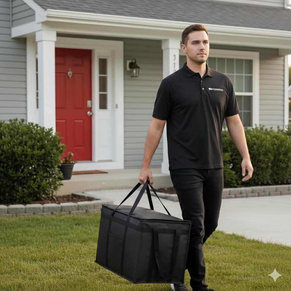 XXXL Insulated Grocery Cooler Tote Bag 22X14X13, Black, 1-Pack