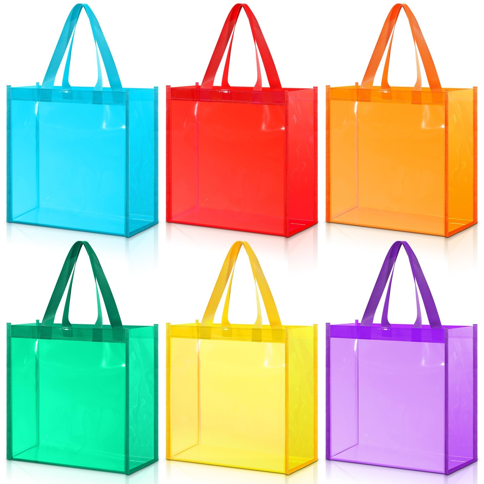6 Pcs Clear Tote Bag Stadium Approved Plastic Hand Bag(Clear Colorful)