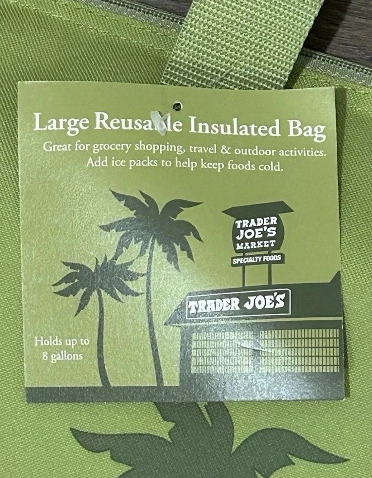 NWT TRADER JOE’S OLIVE GREEN INSULATED REUSABLE LARGE 8 GALLON COOLER BAG