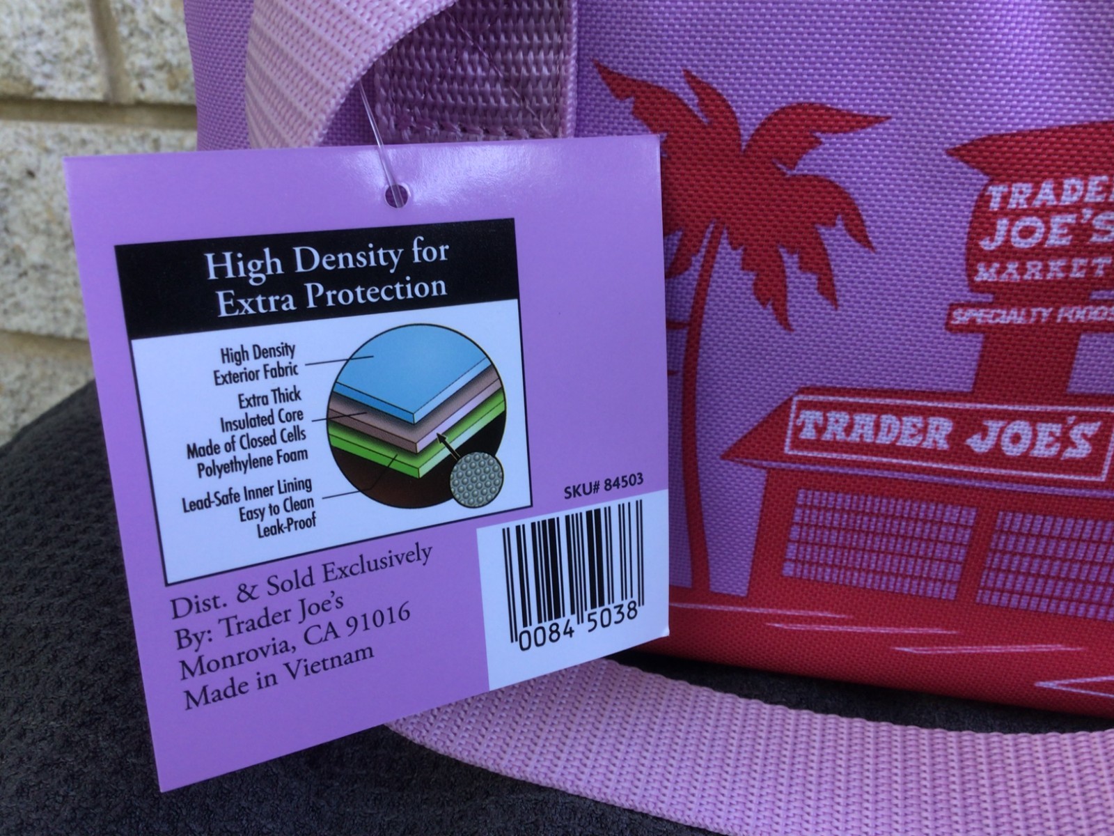 Trader Joe’s Mini Insulated Tote Bag Lavender Purple with Red Accent NWT!