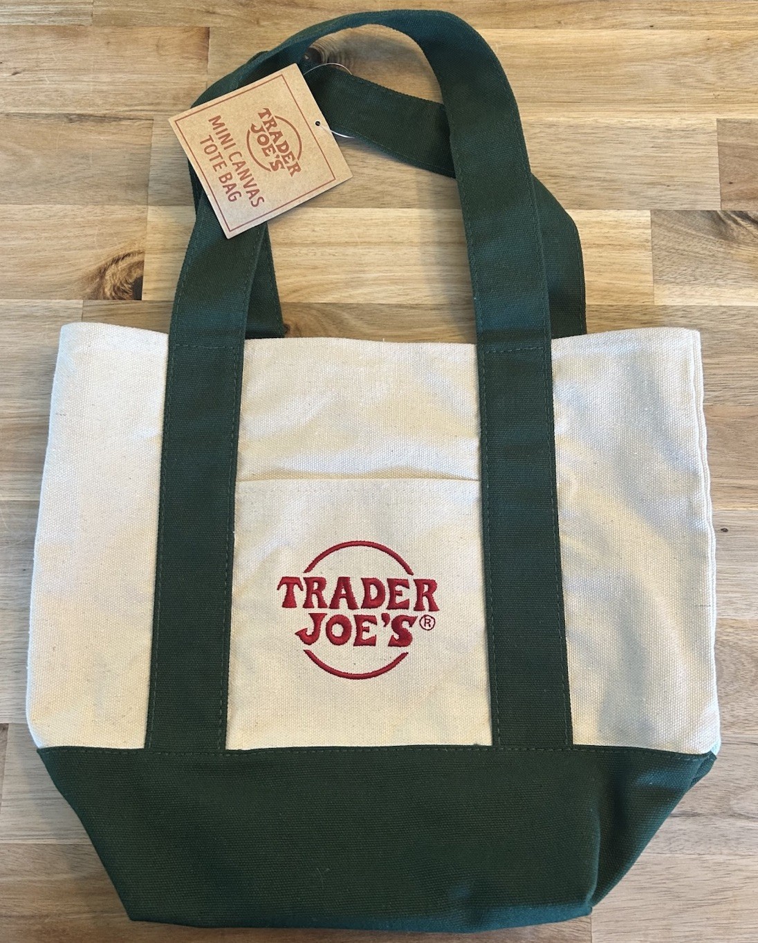 Trader Joe’s Mini Canvas Tote Bag Deep Green Holiday 2025 Limited Edition