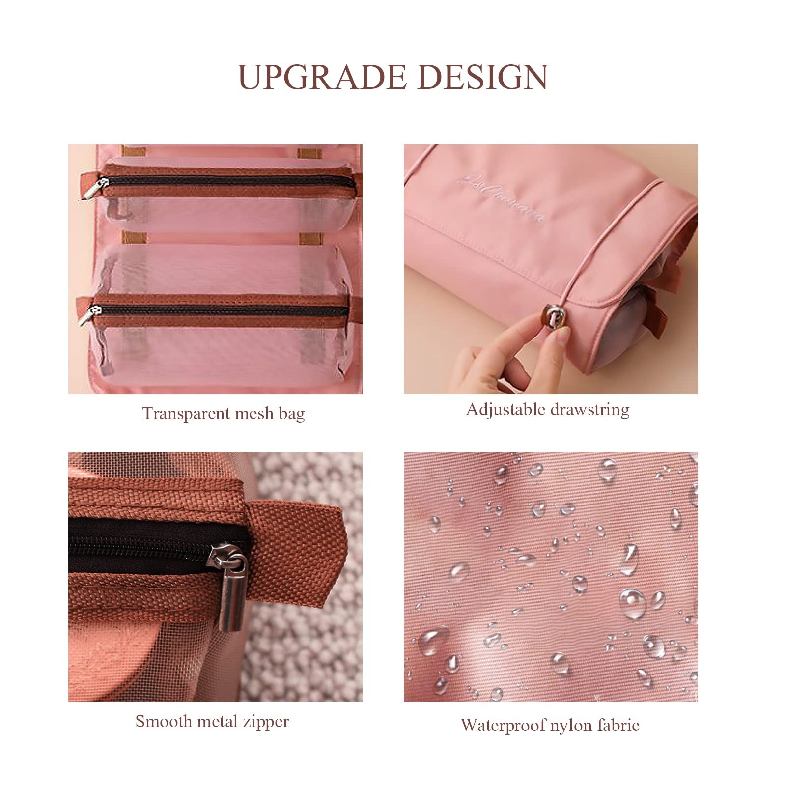 LumiSyne 4 In 1 Detachable Toiletry Bag Hanging Roll-Up Makeup one size, Pink